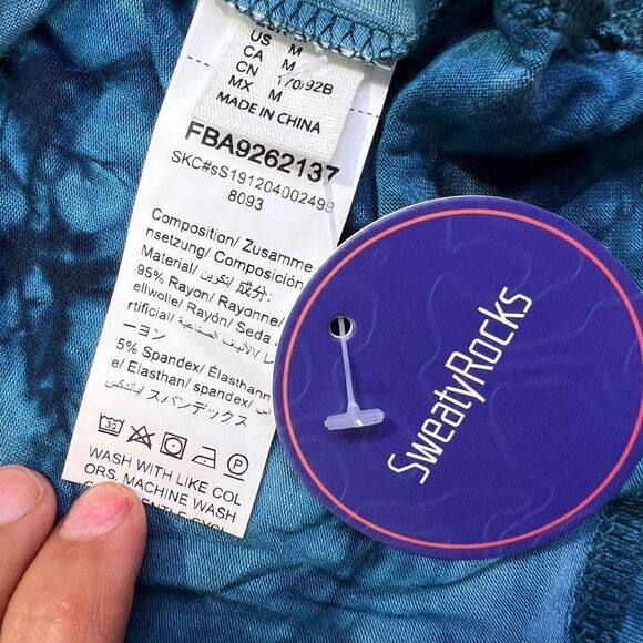 New SweatyRocks Women's Tie Dye Criss Cross Back Short Sleeve Crop Summer TShirt - Picture 8 of 9